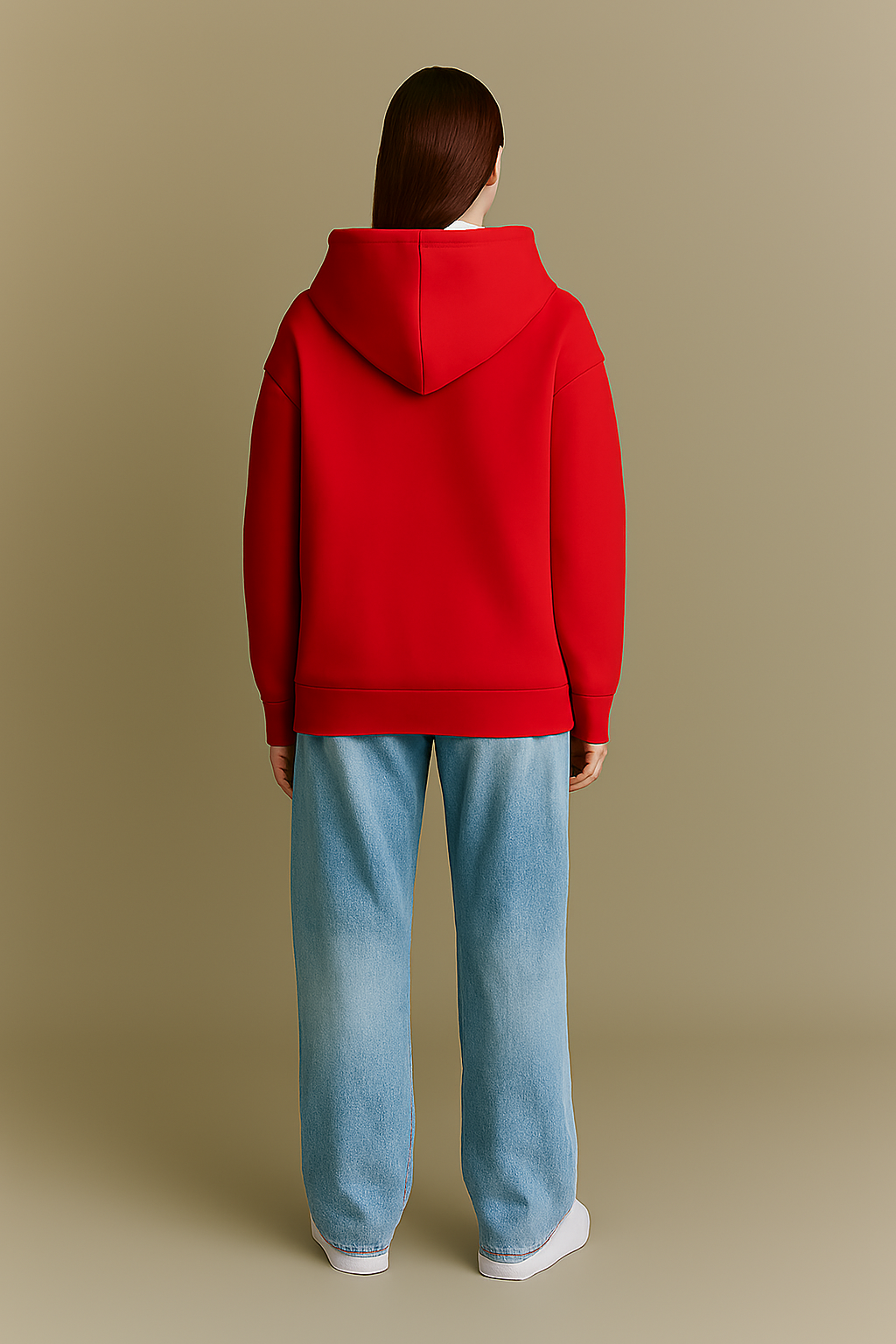Red Oversized Basic Hoodie