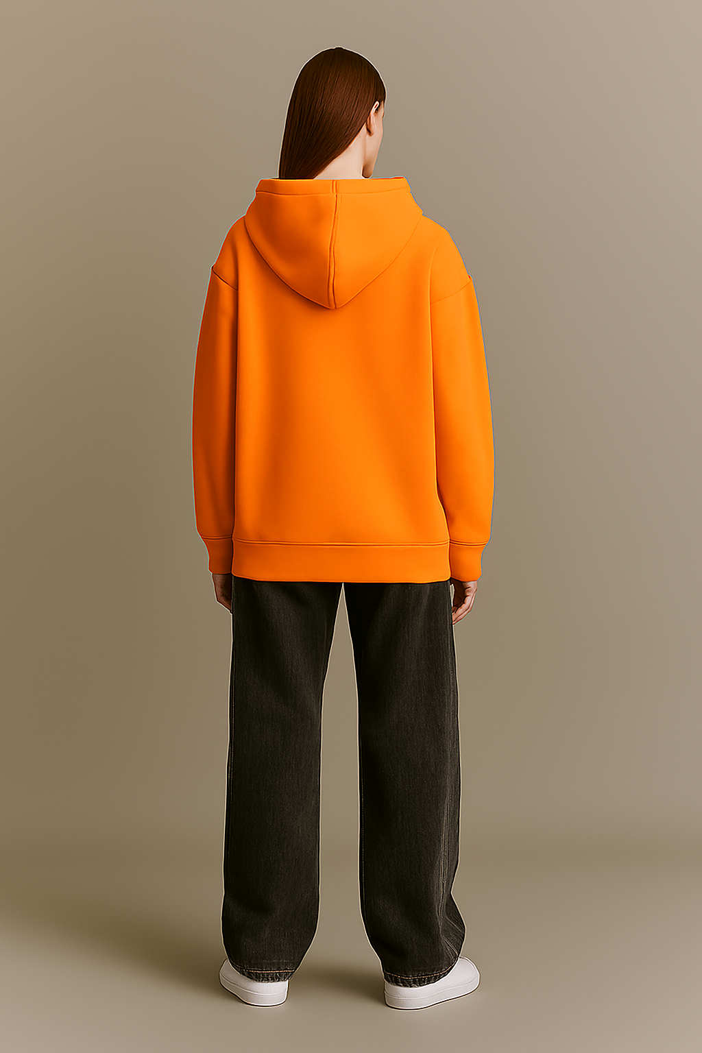 Orange Oversized Basic Hoodie