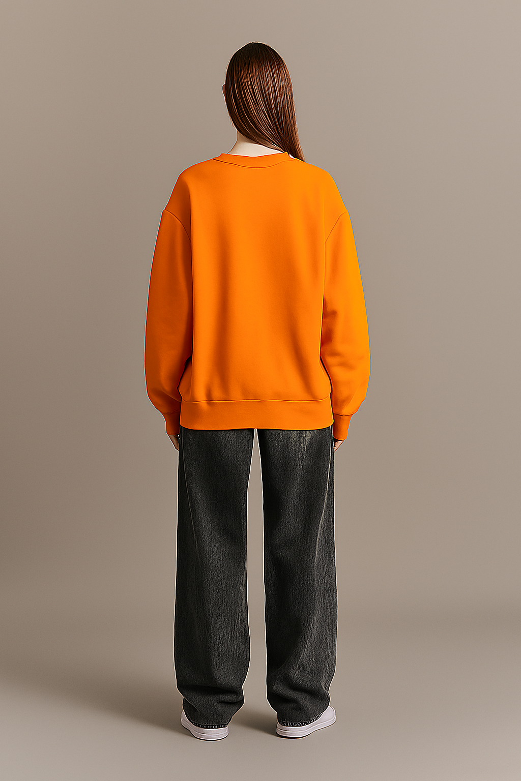 Orange Basic Oversized Sweatshirt