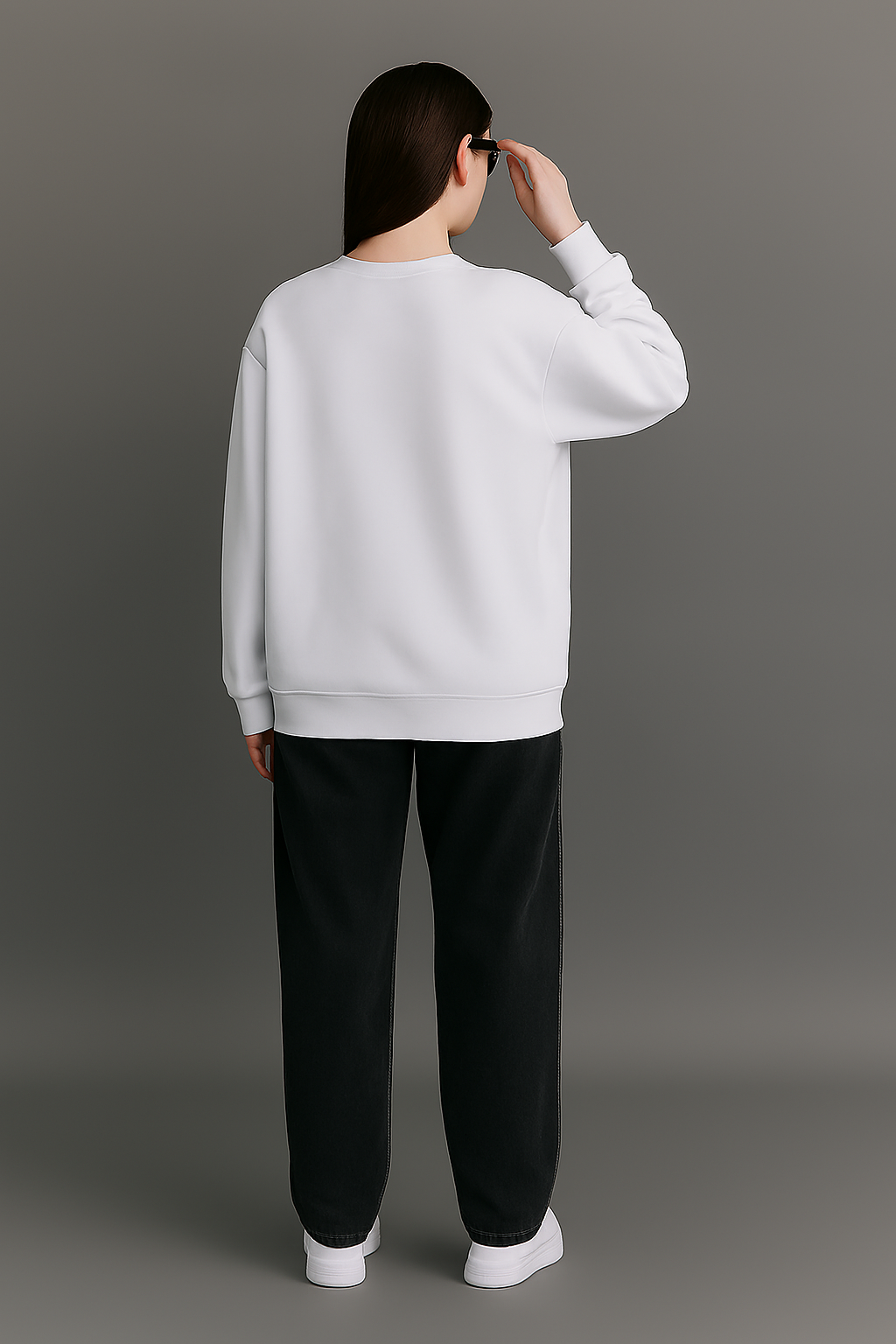 White Printed Oversized Sweatshirt