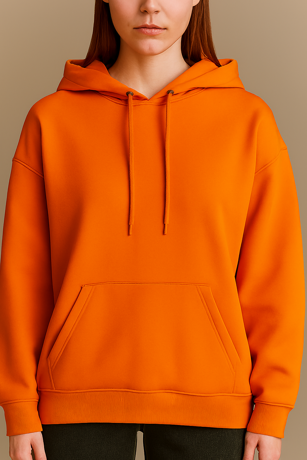 Orange Oversized Basic Hoodie