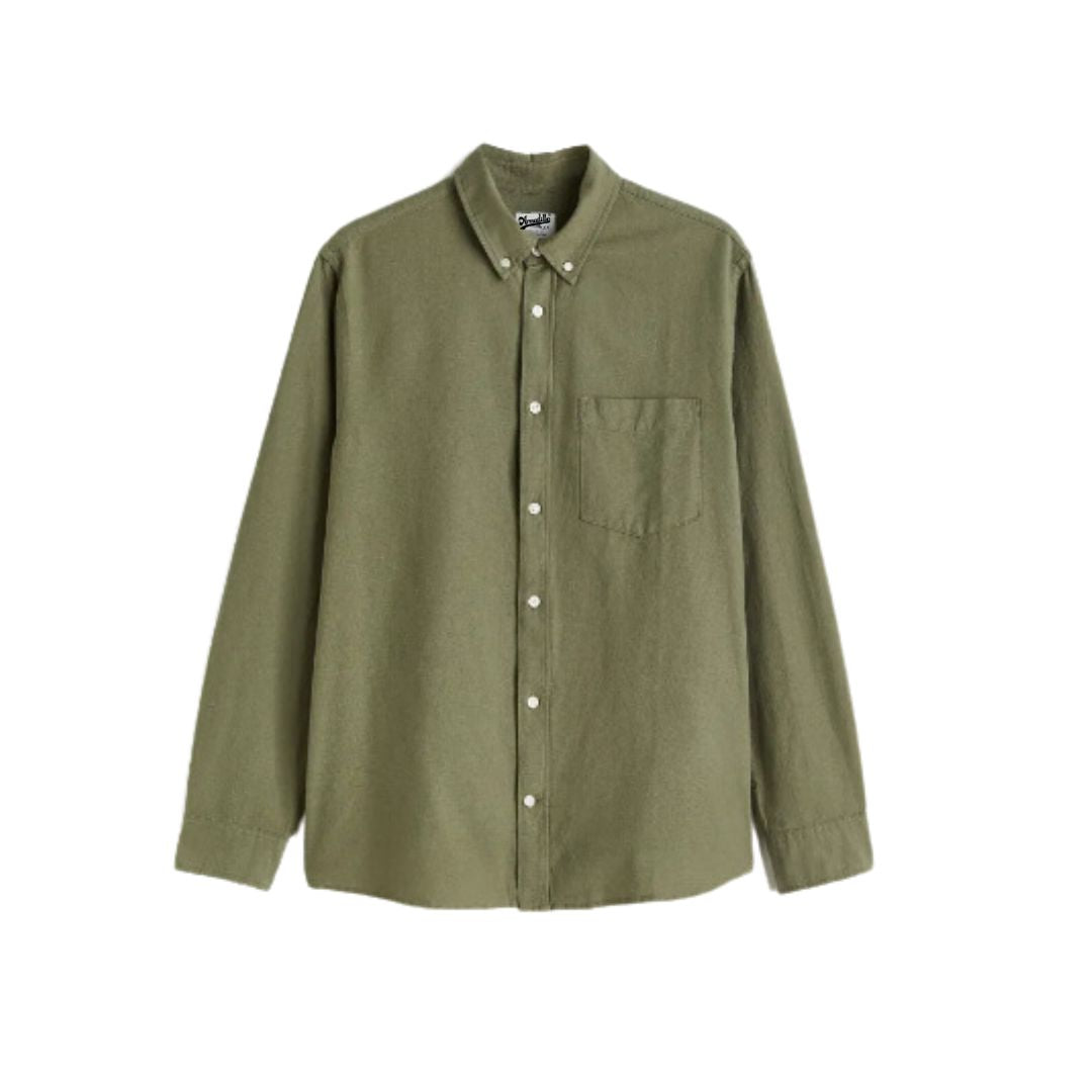 Olive Green Regular Fit Solid Shirt