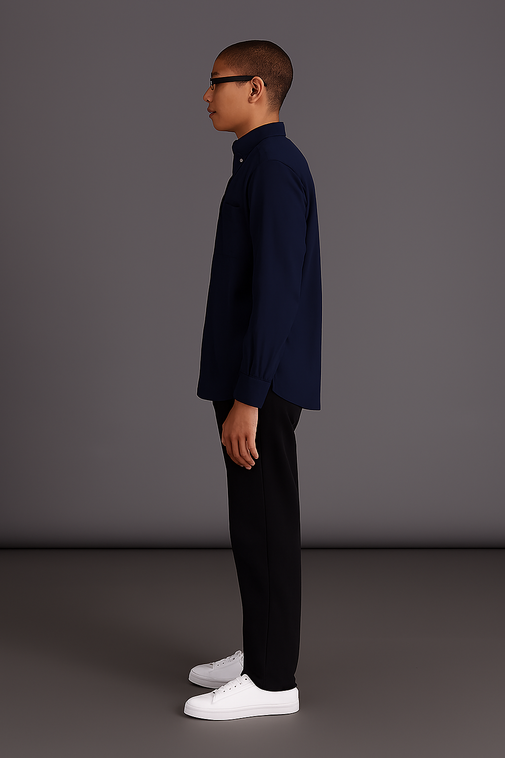 Navy Blue Regular Fit Solid Shirt