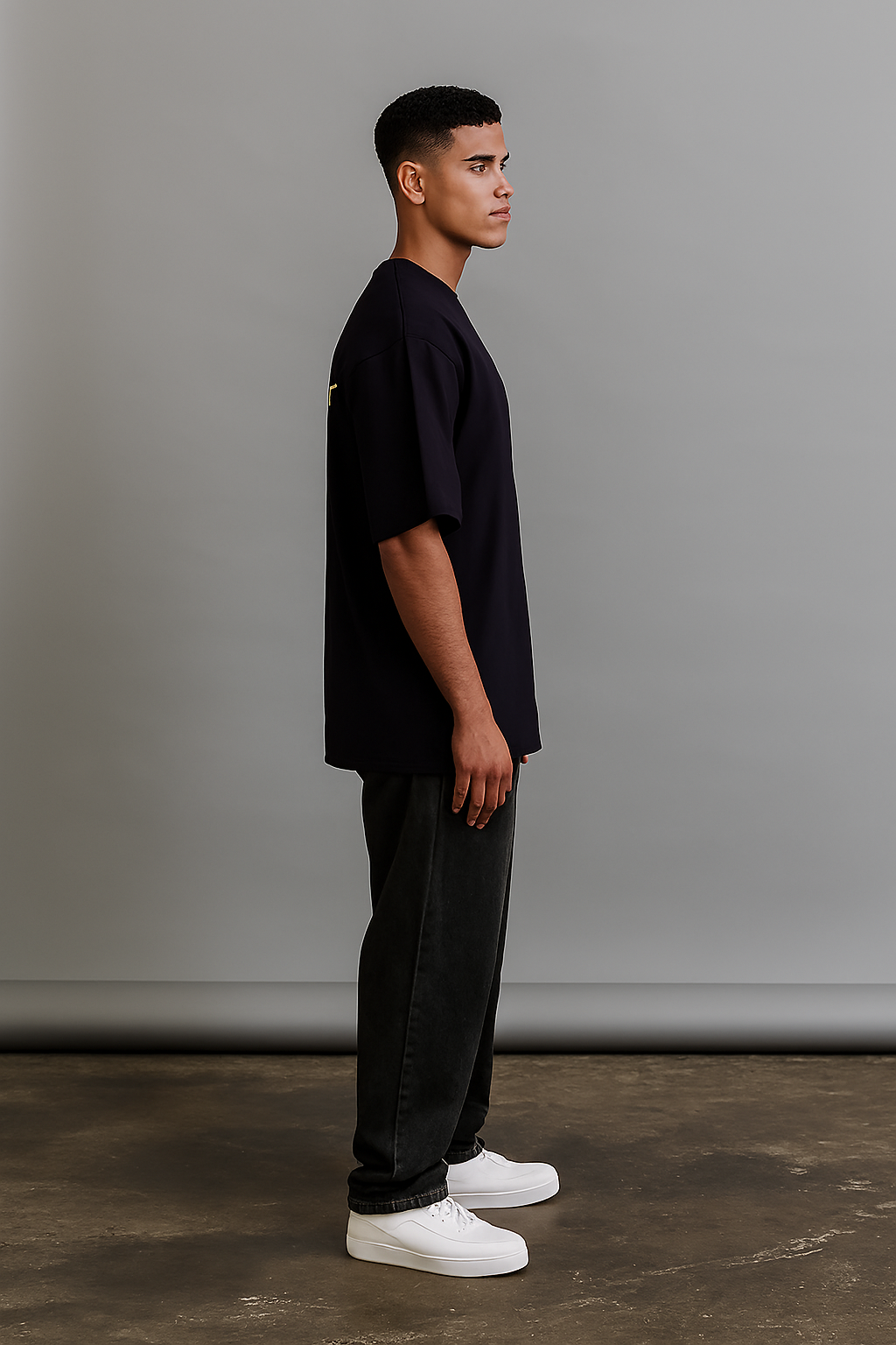 Printed Black Oversized Tshirt