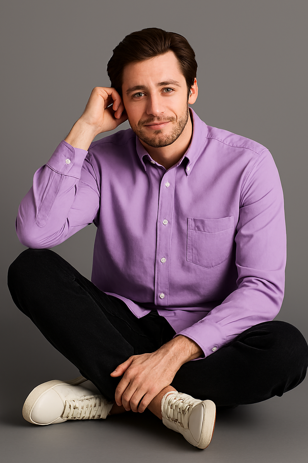 Lavender Regular Fit Solid Shirt