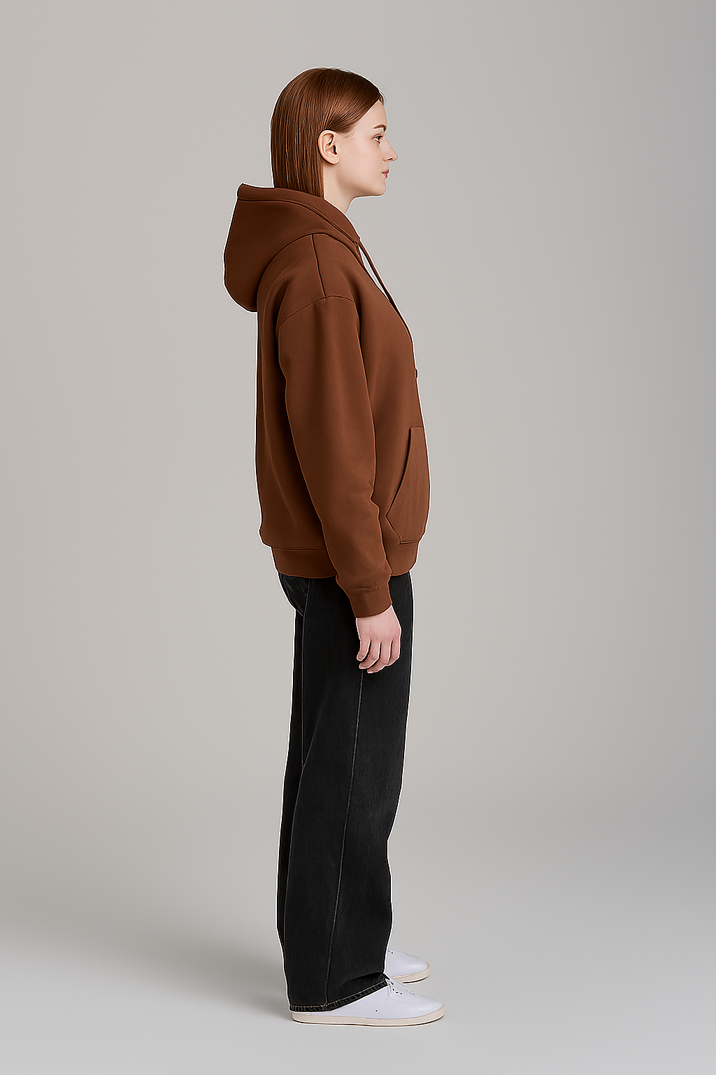 Brown Oversized Basic Hoodie