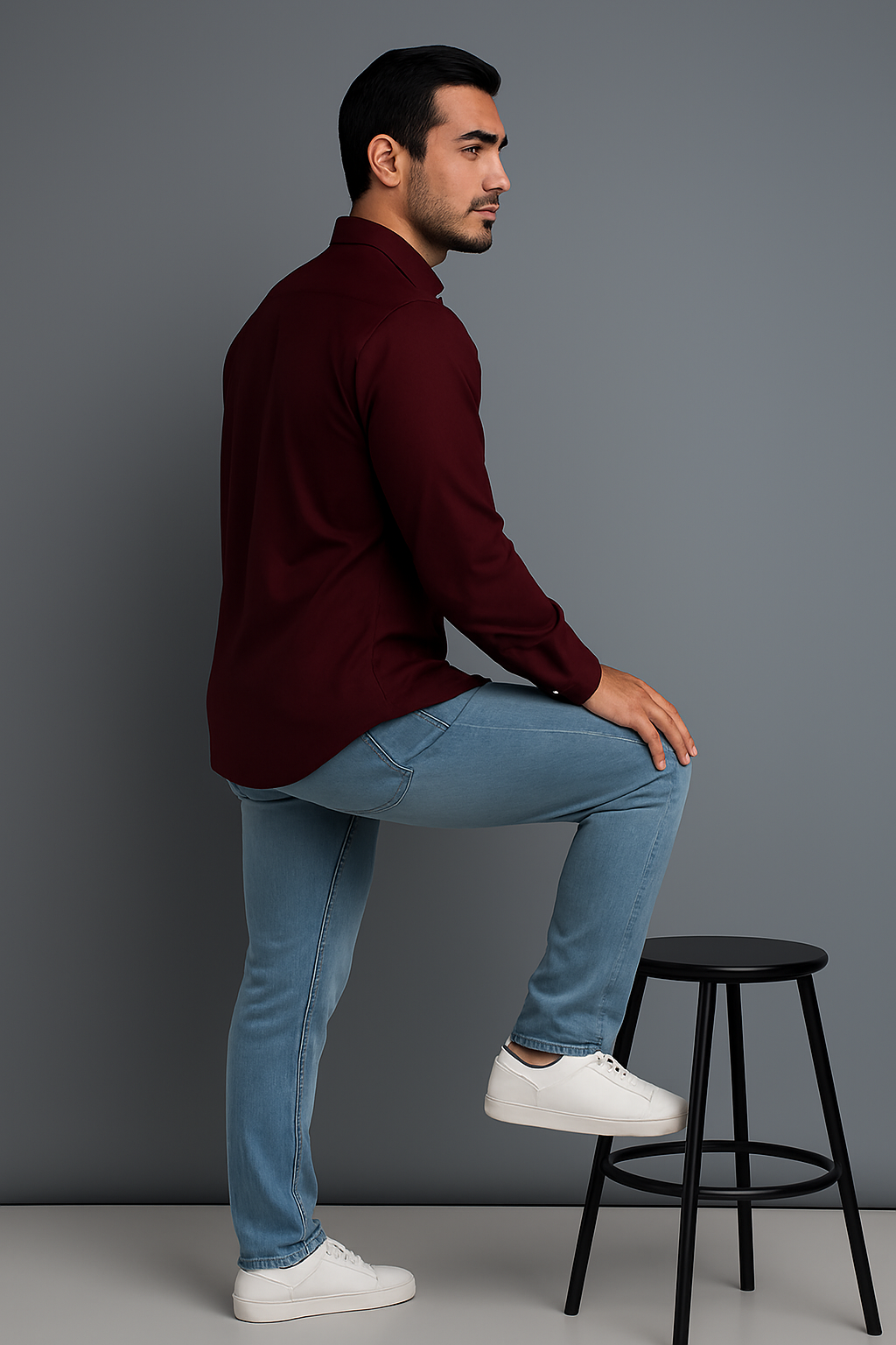 Maroon Regular Fit Solid Shirt
