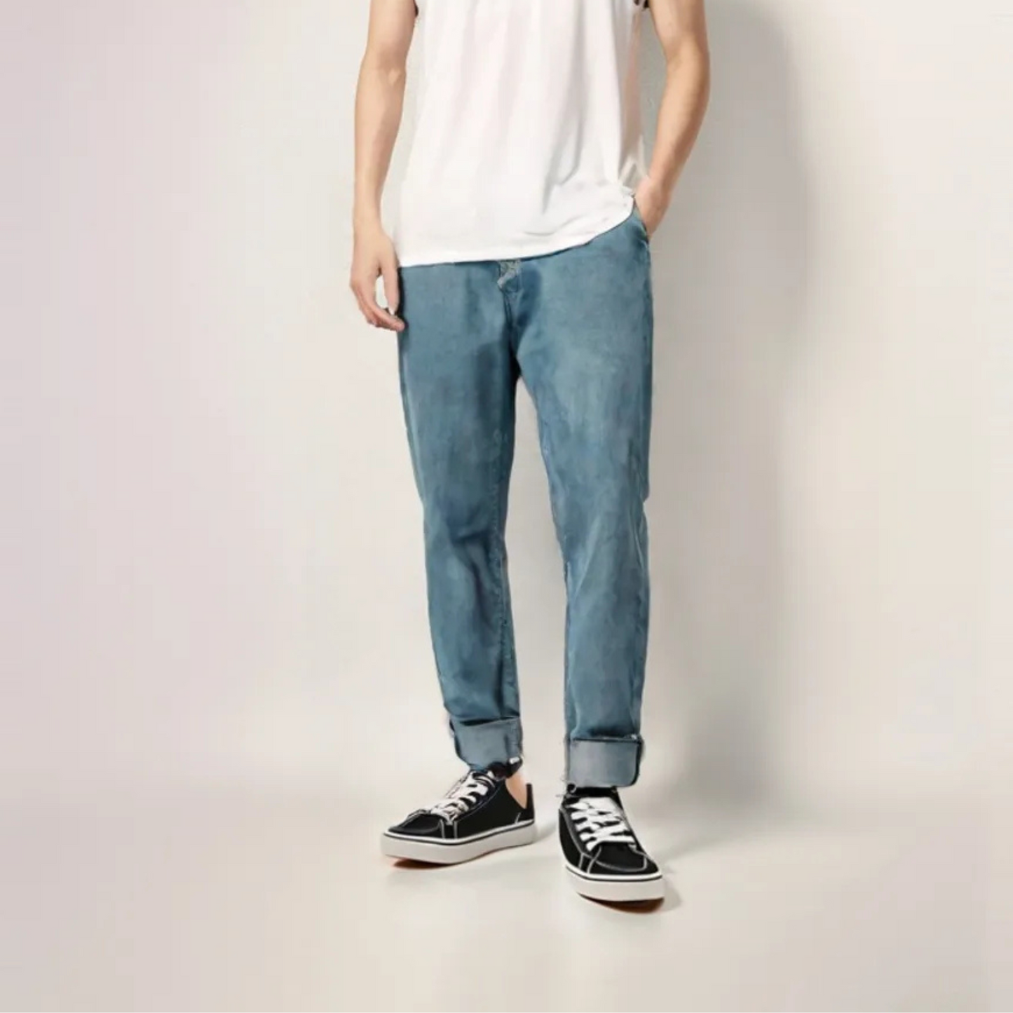 Plain Blue Skinny Fit Stretchable Jeans
