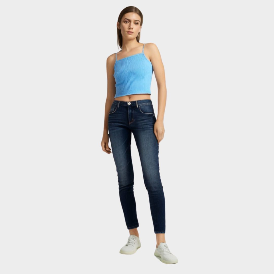 Blue Fitted Crop Top
