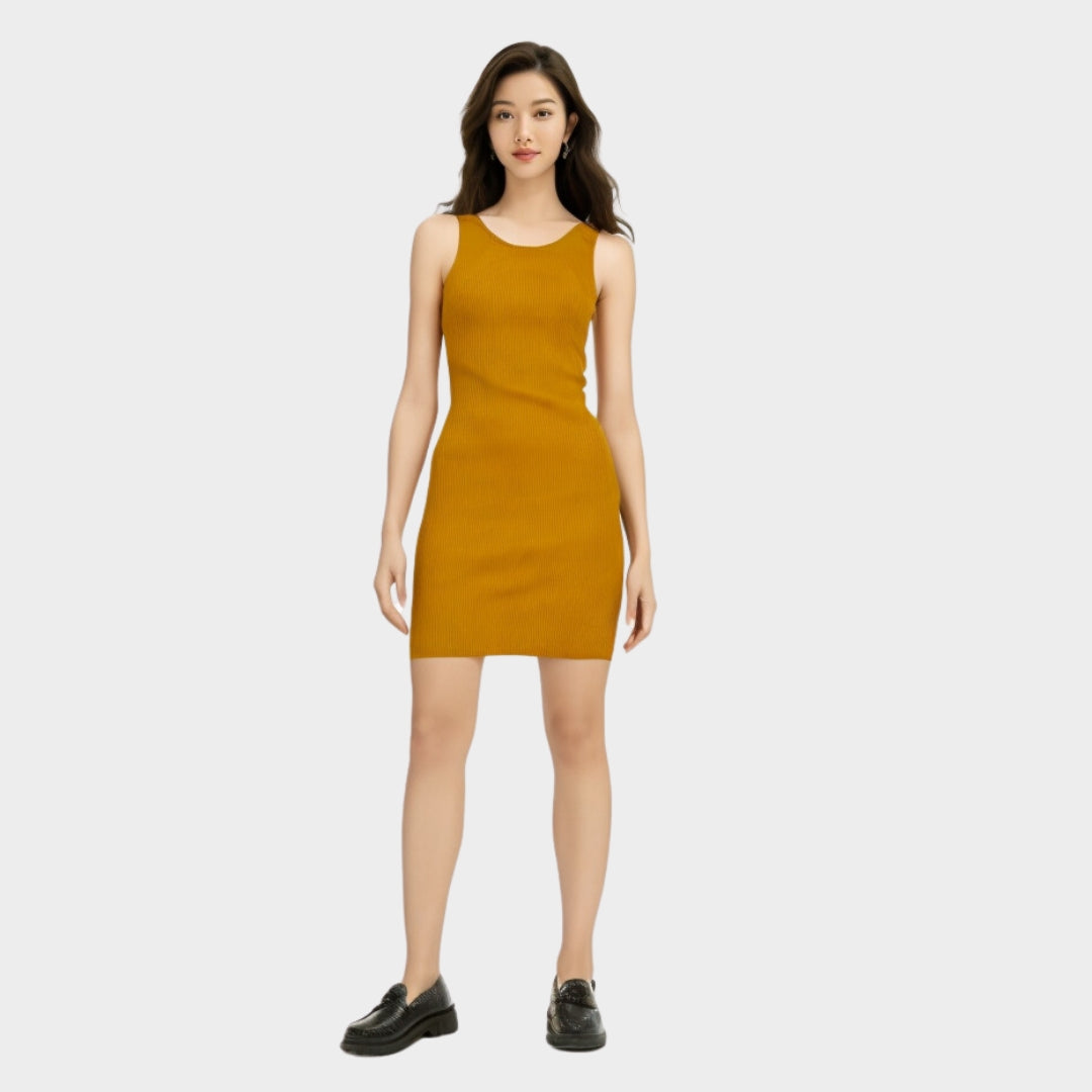 Yellow Solid Bodyfit Dress