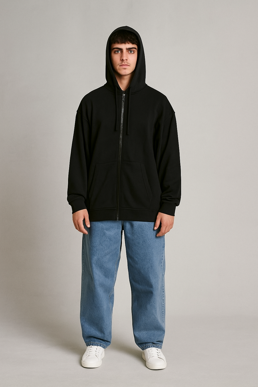 Solid Zipper Hoodie