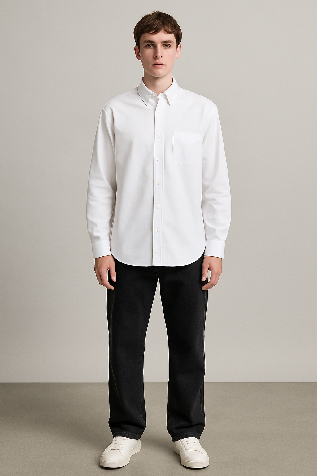 White Regular Fit Solid Shirt