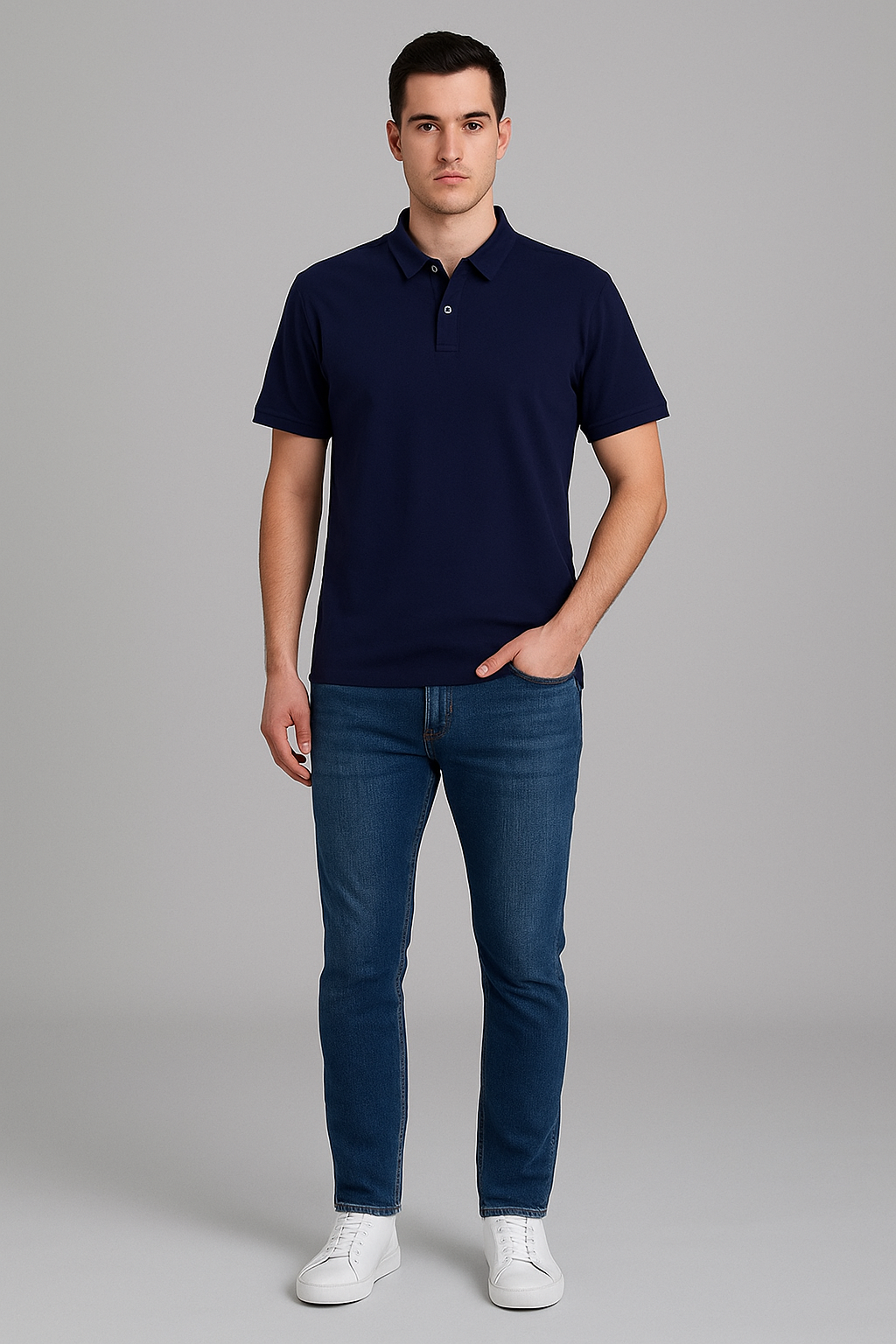 Solid Navy Blue Polo Tshirt