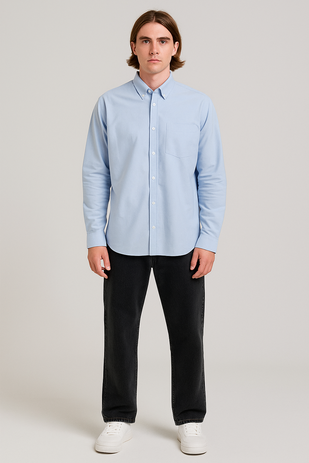 Light Blue Regular Fit Solid Shirt