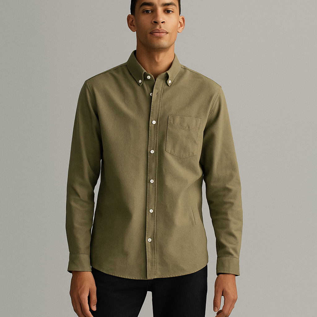 Olive Green Regular Fit Solid Shirt