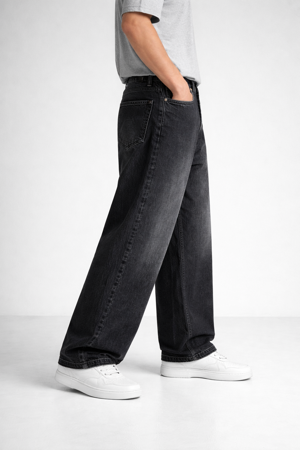 Charcoal Black Baggy Fit Jeans
