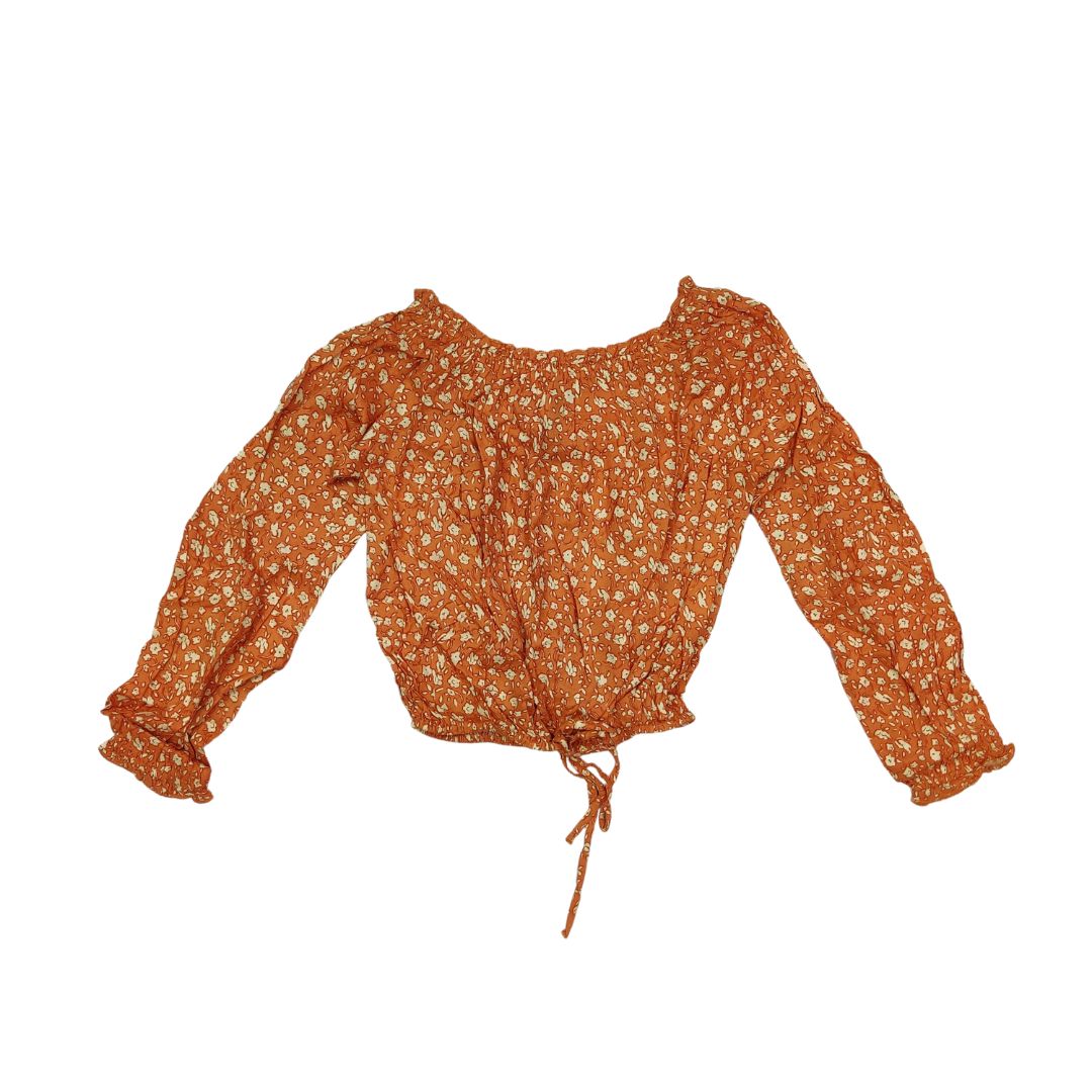 Orange Printed Offshoulder Crop Top