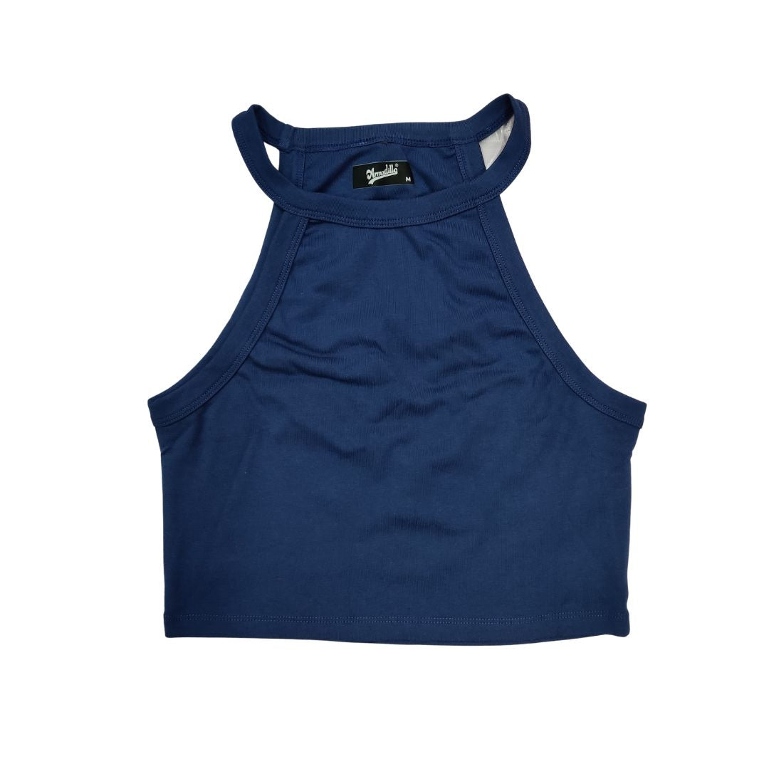Blue Sleeveless Crop Top