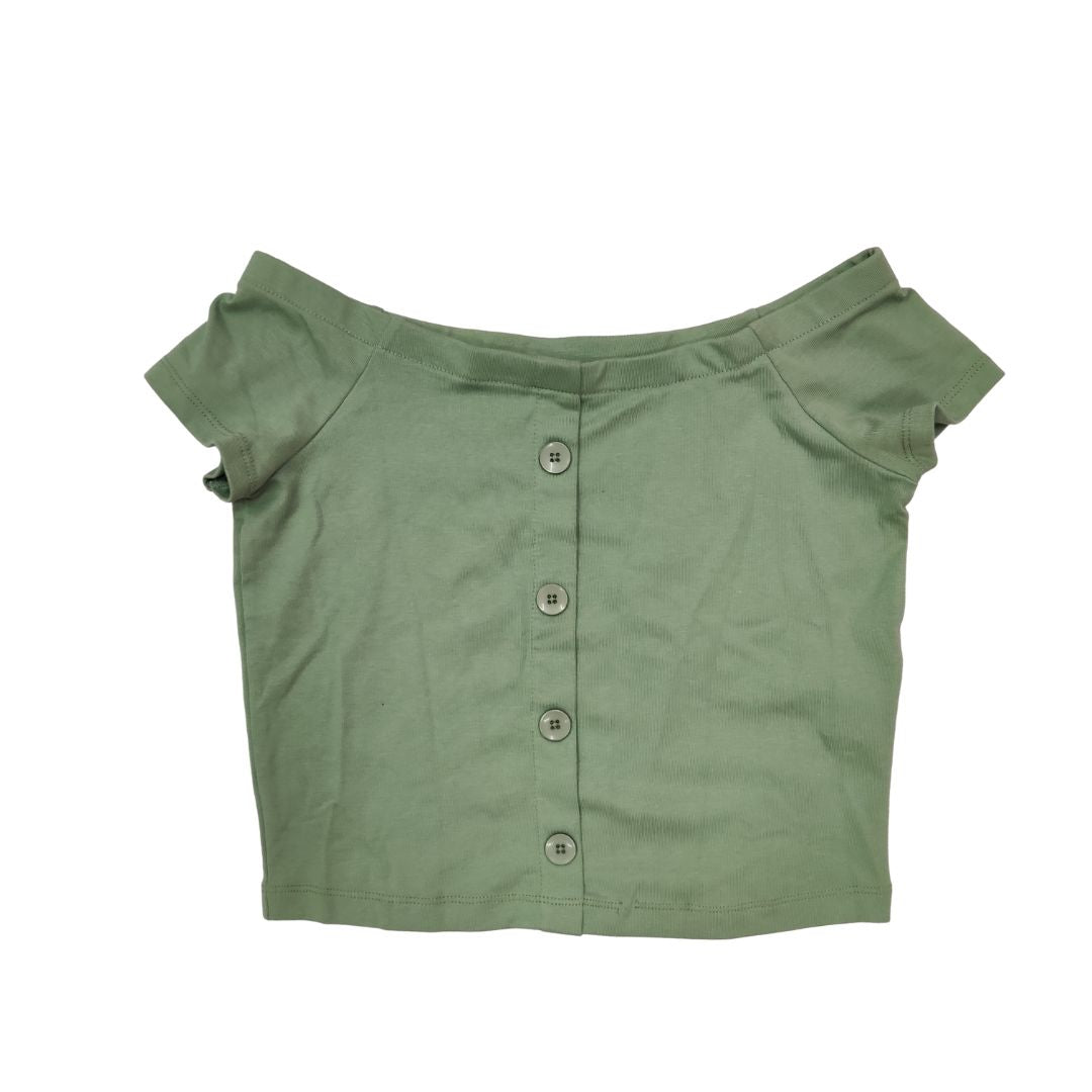 Green Offshoulder Crop Top