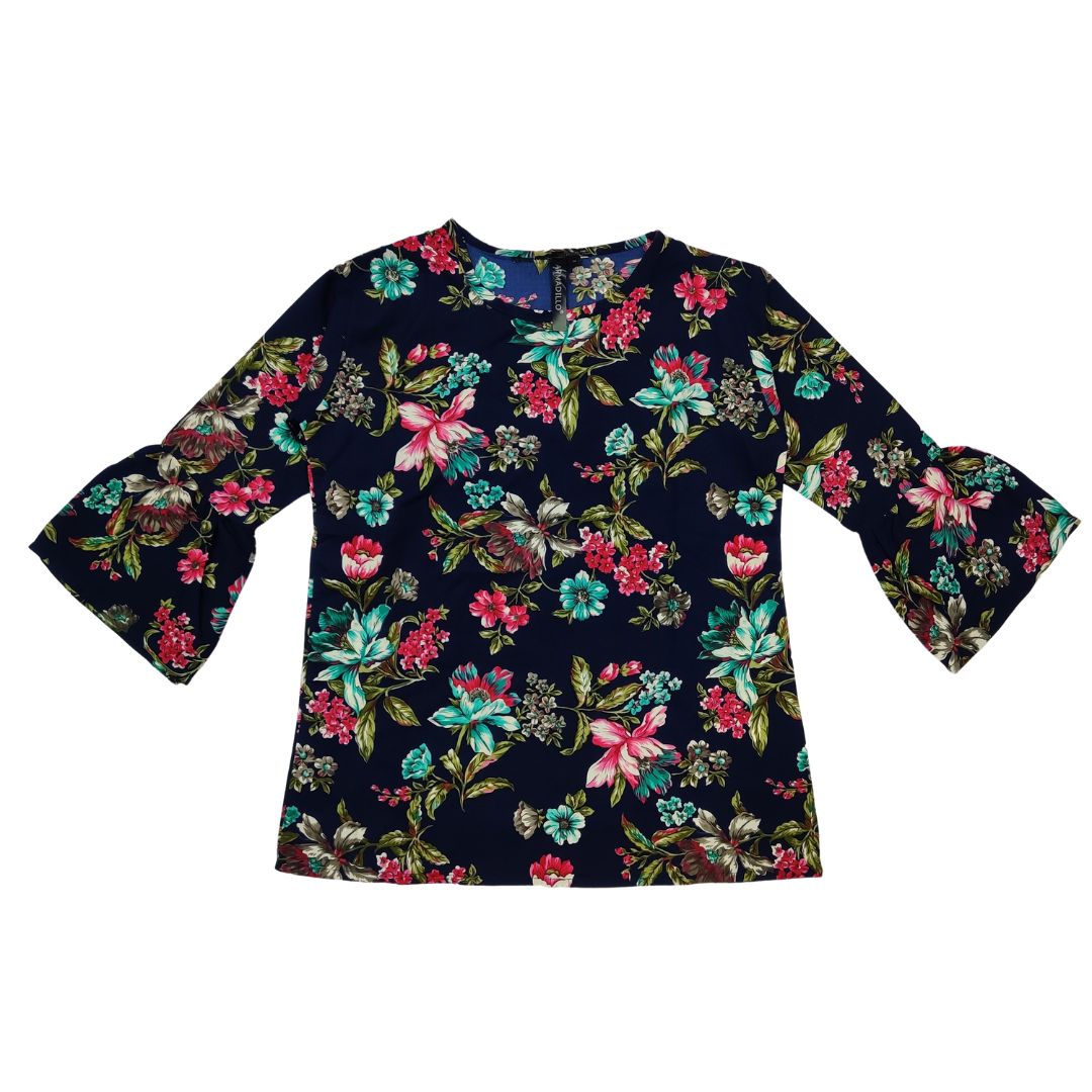 Blue Printed Floral Top