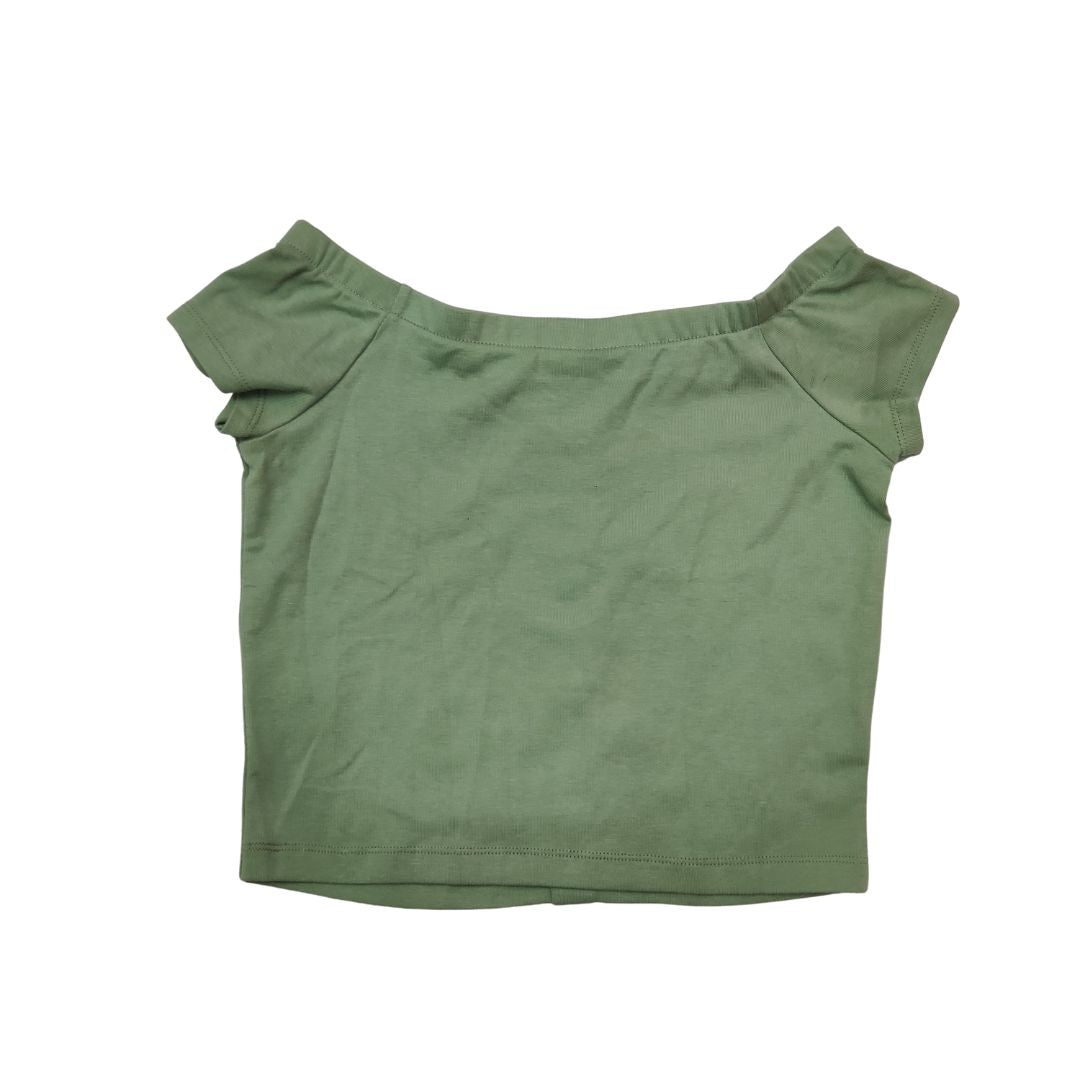 Green Offshoulder Crop Top