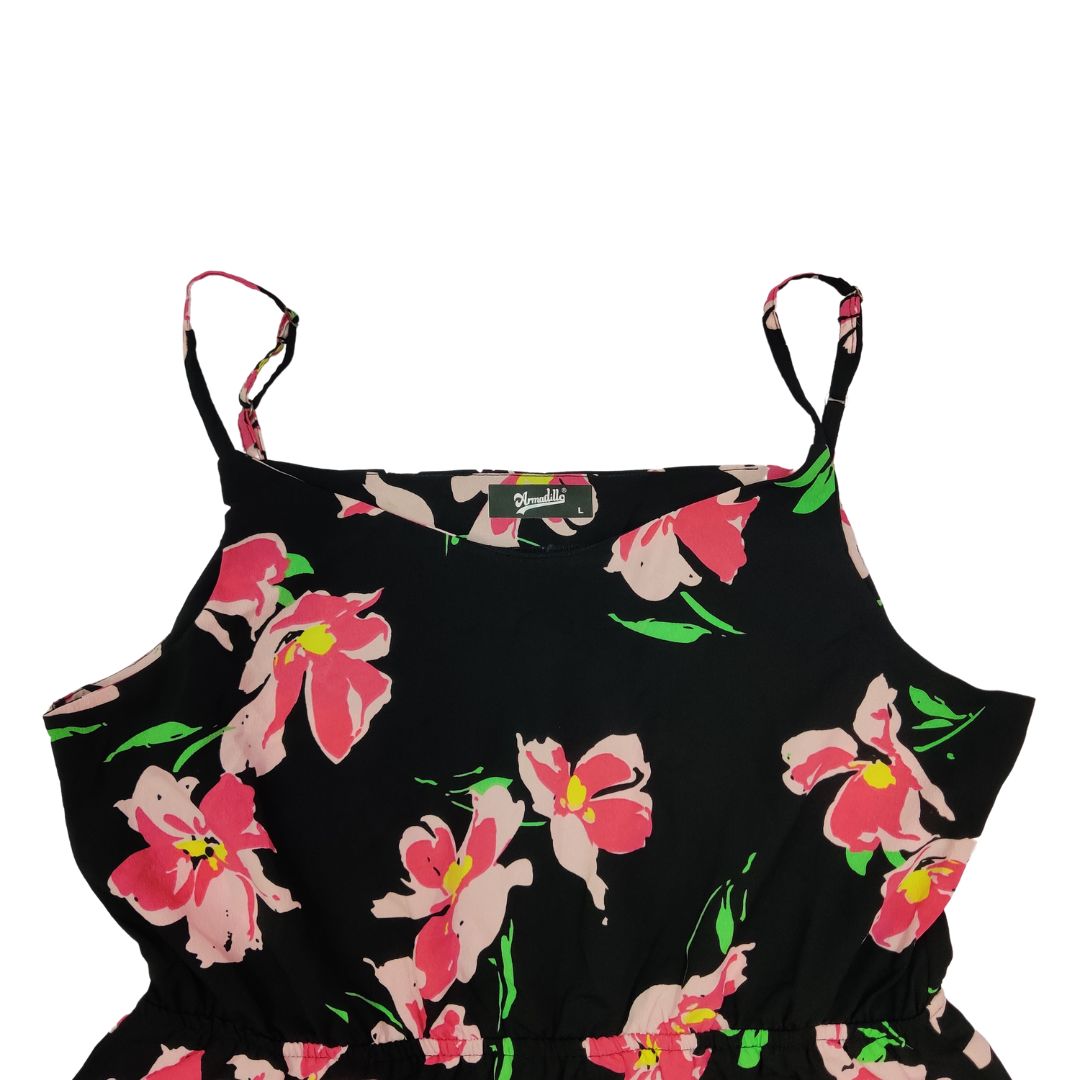 Black Floral Sleevesless Dress