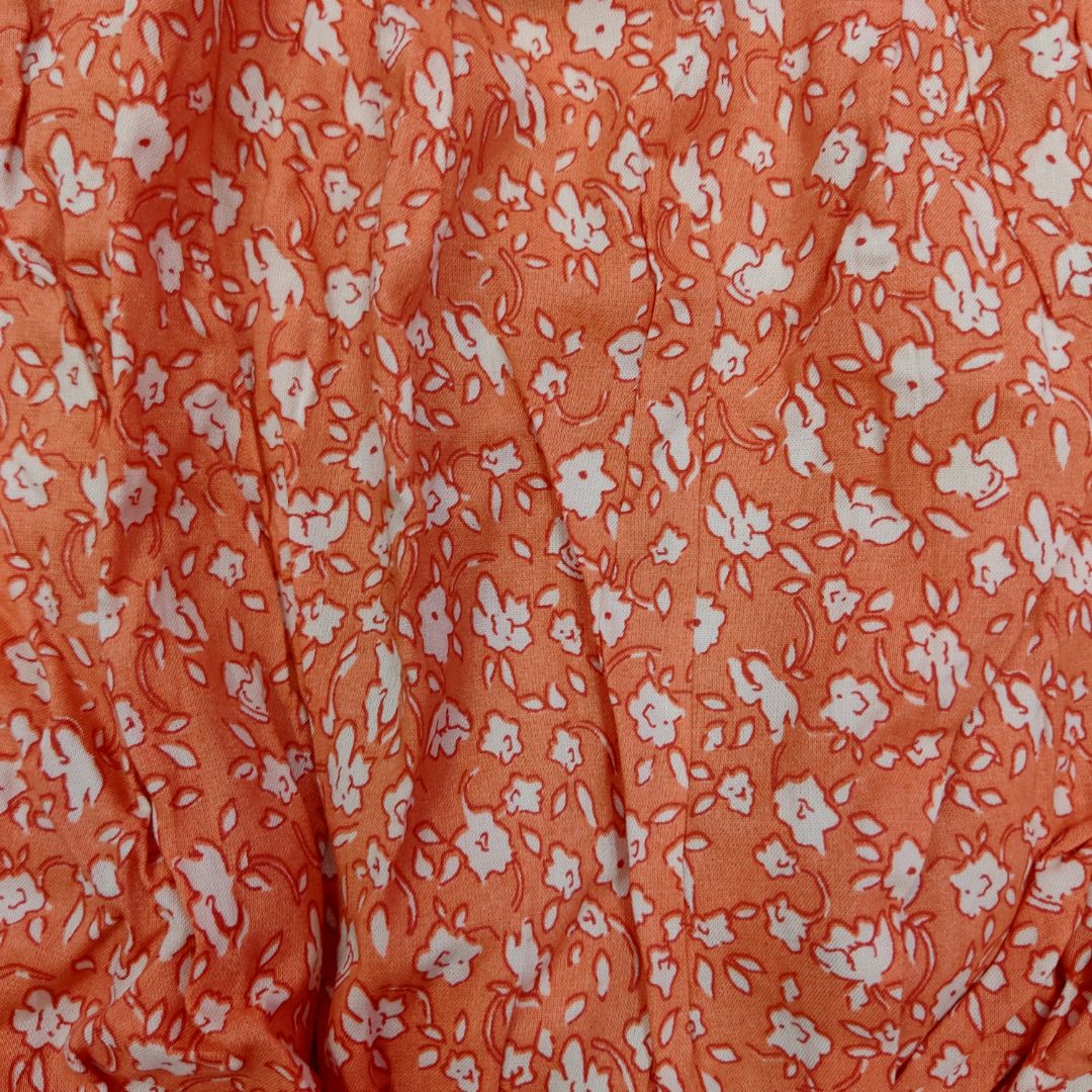 Orange Printed Offshoulder Crop Top