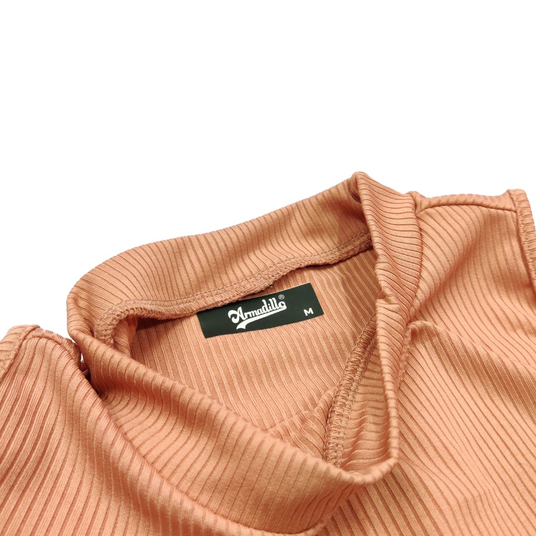 Peach Solid Bodyfit Dress