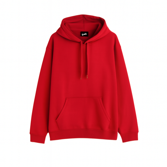 Red Oversized Basic Hoodie
