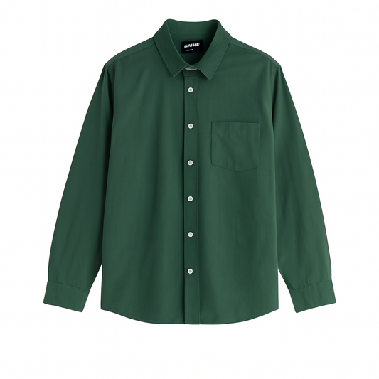 Bottle Green Regular Fit Solid Shirt