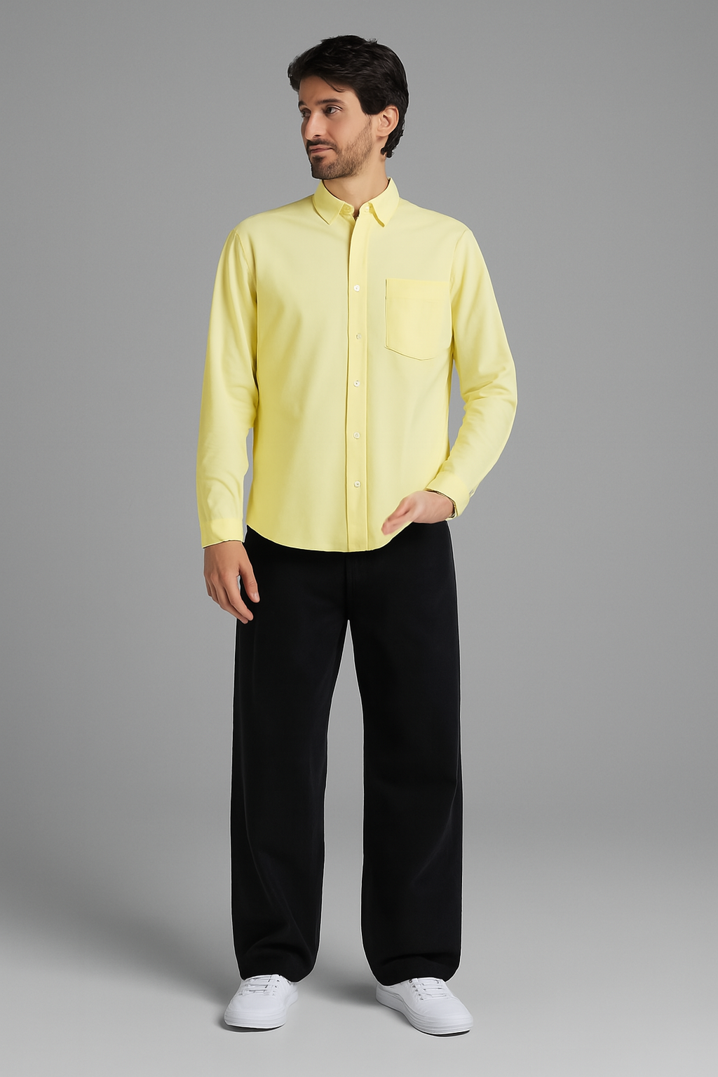 Lemon Yellow Regular Fit Solid Shirt