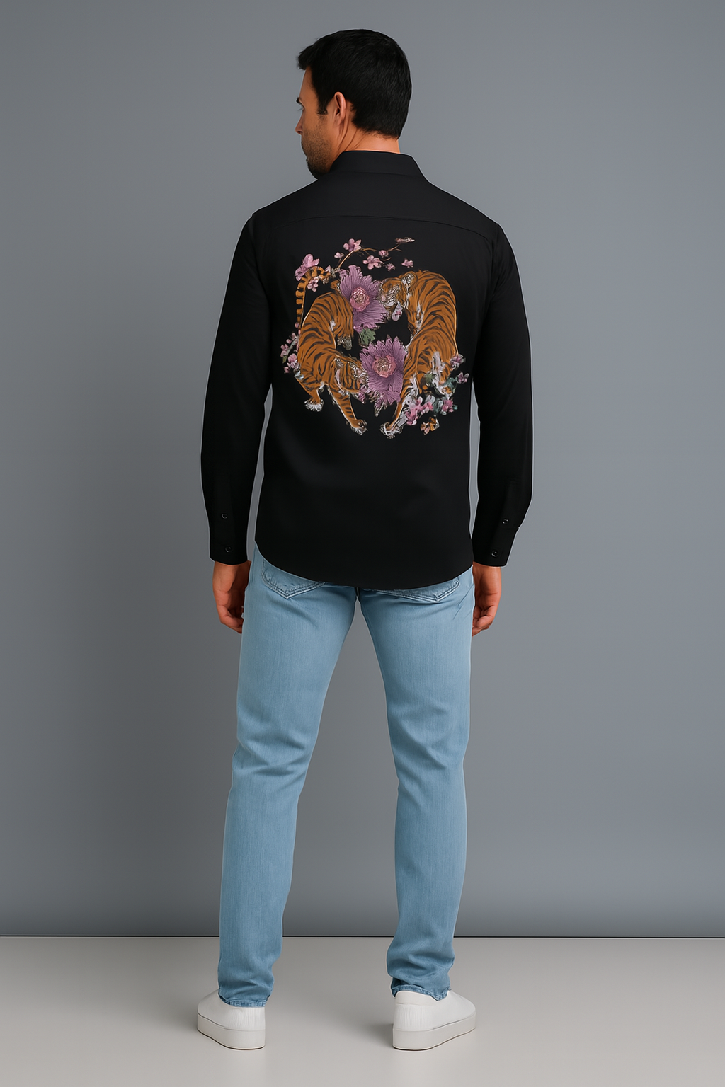 Black Graphic Regular Fit Solid Shirt