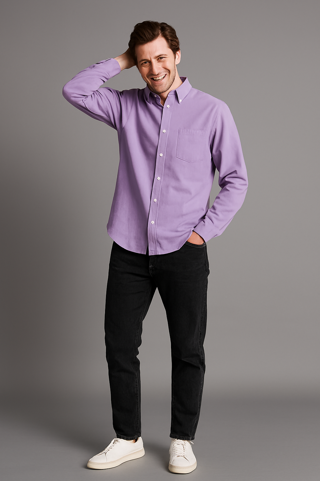 Lavender Regular Fit Solid Shirt