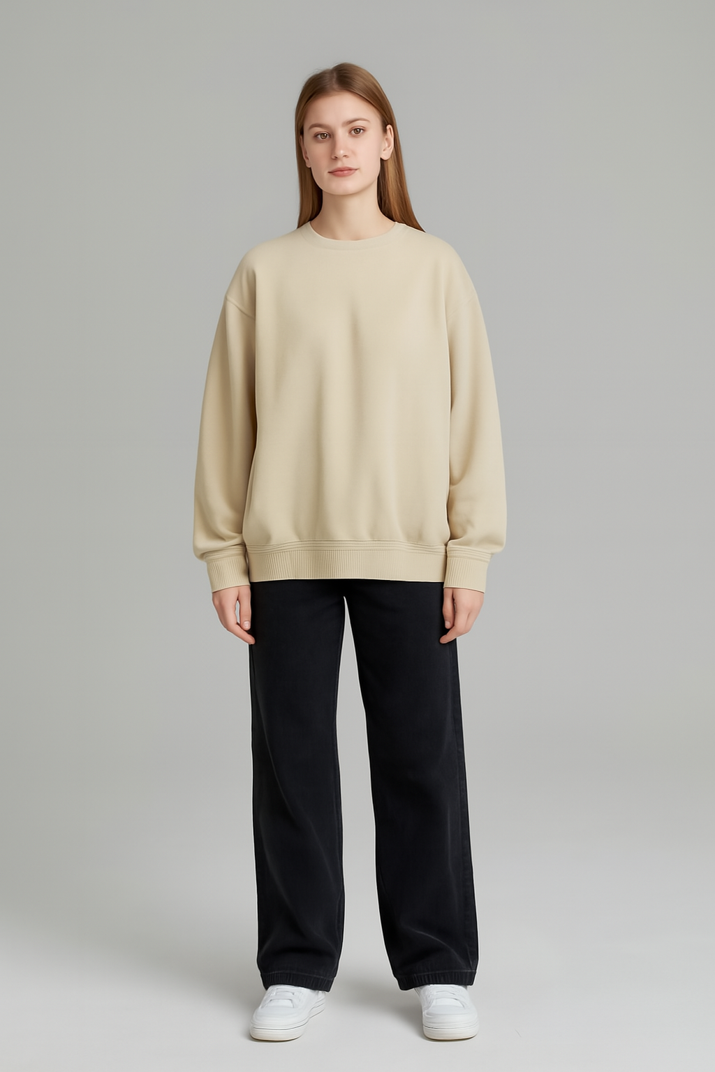 Beige Oversized Sweatshirt