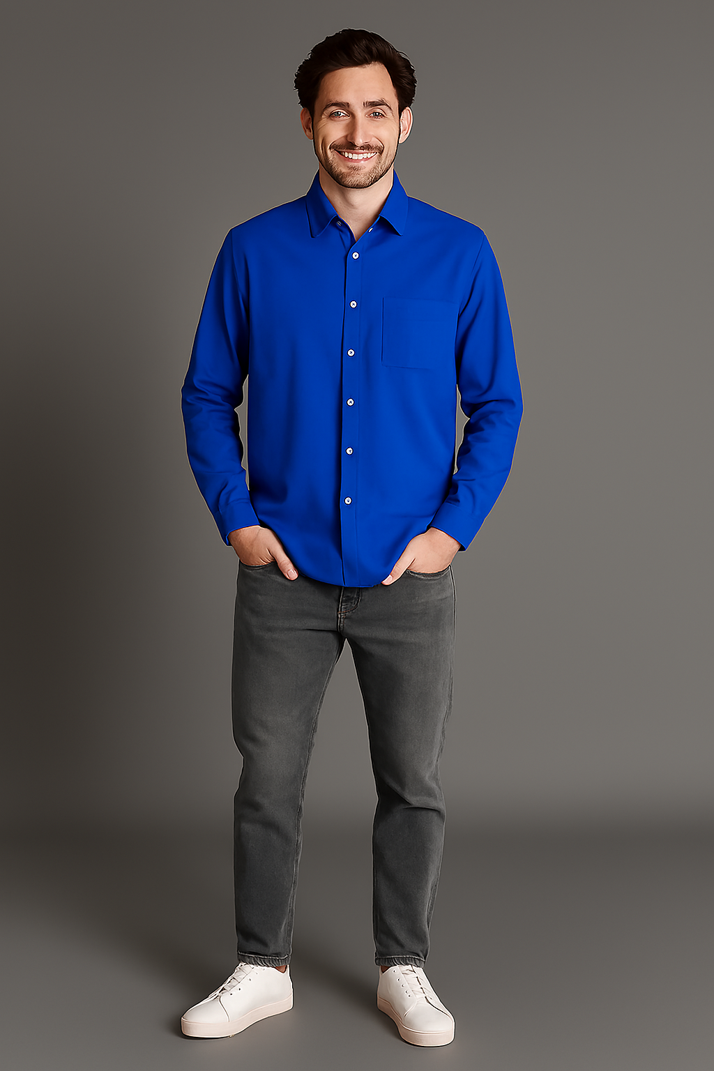 Royal Blue Regular Fit Solid Shirt