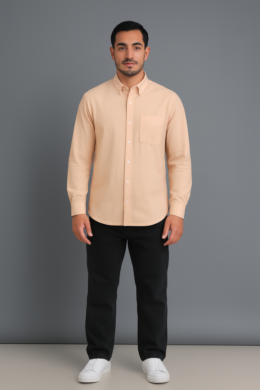 Peach Regular Fit Solid Shirt