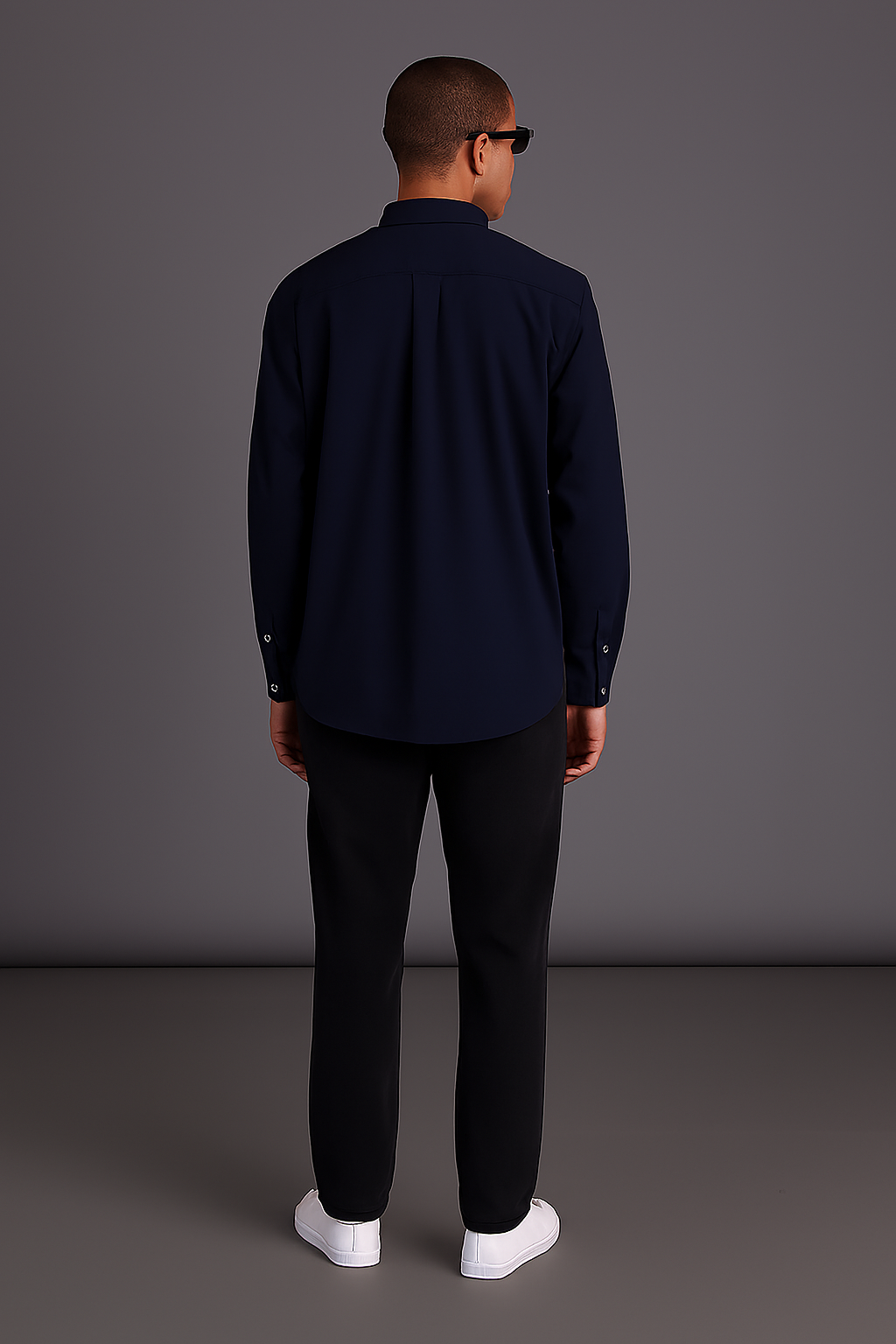 Navy Blue Regular Fit Solid Shirt