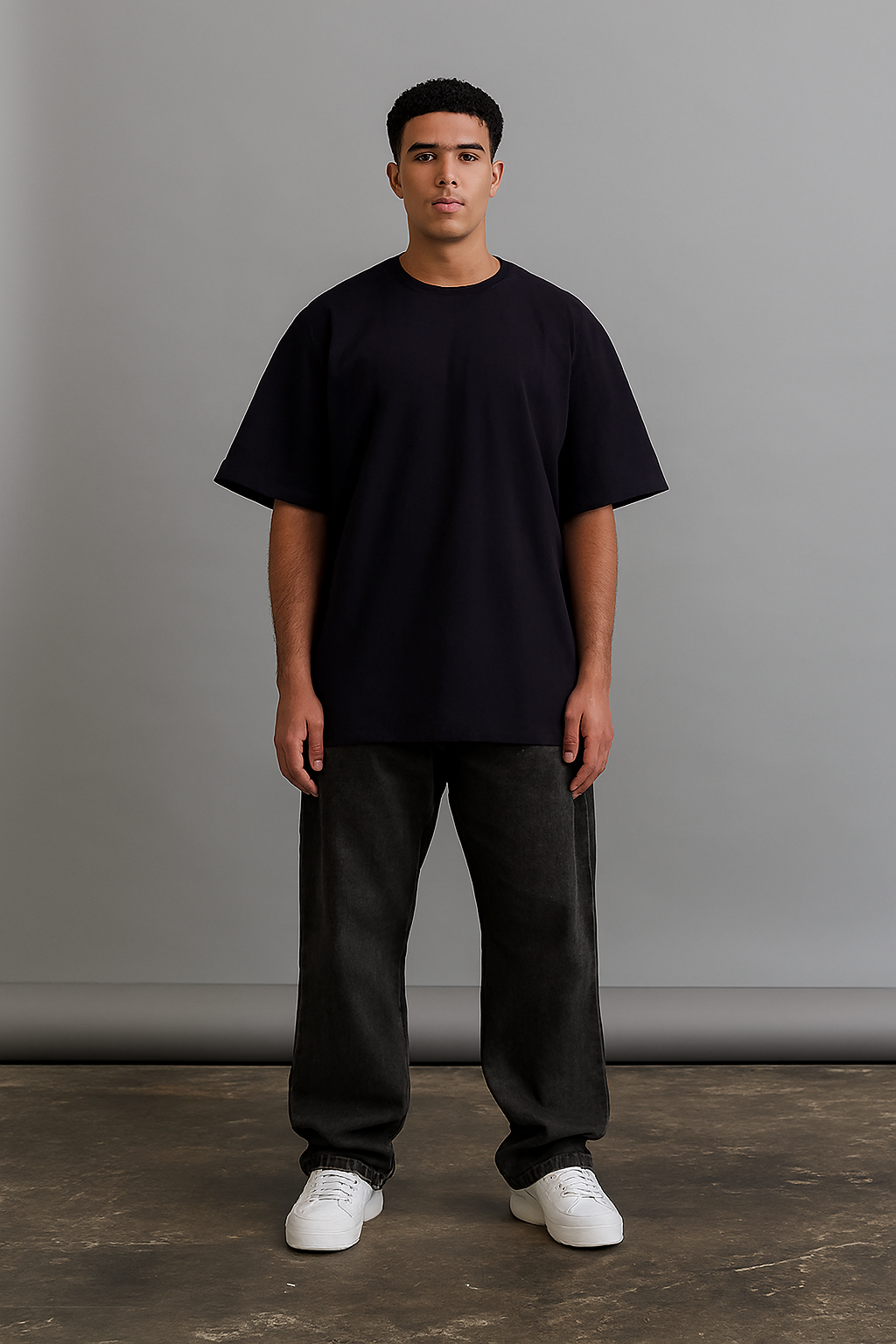 Printed Black Oversized Tshirt