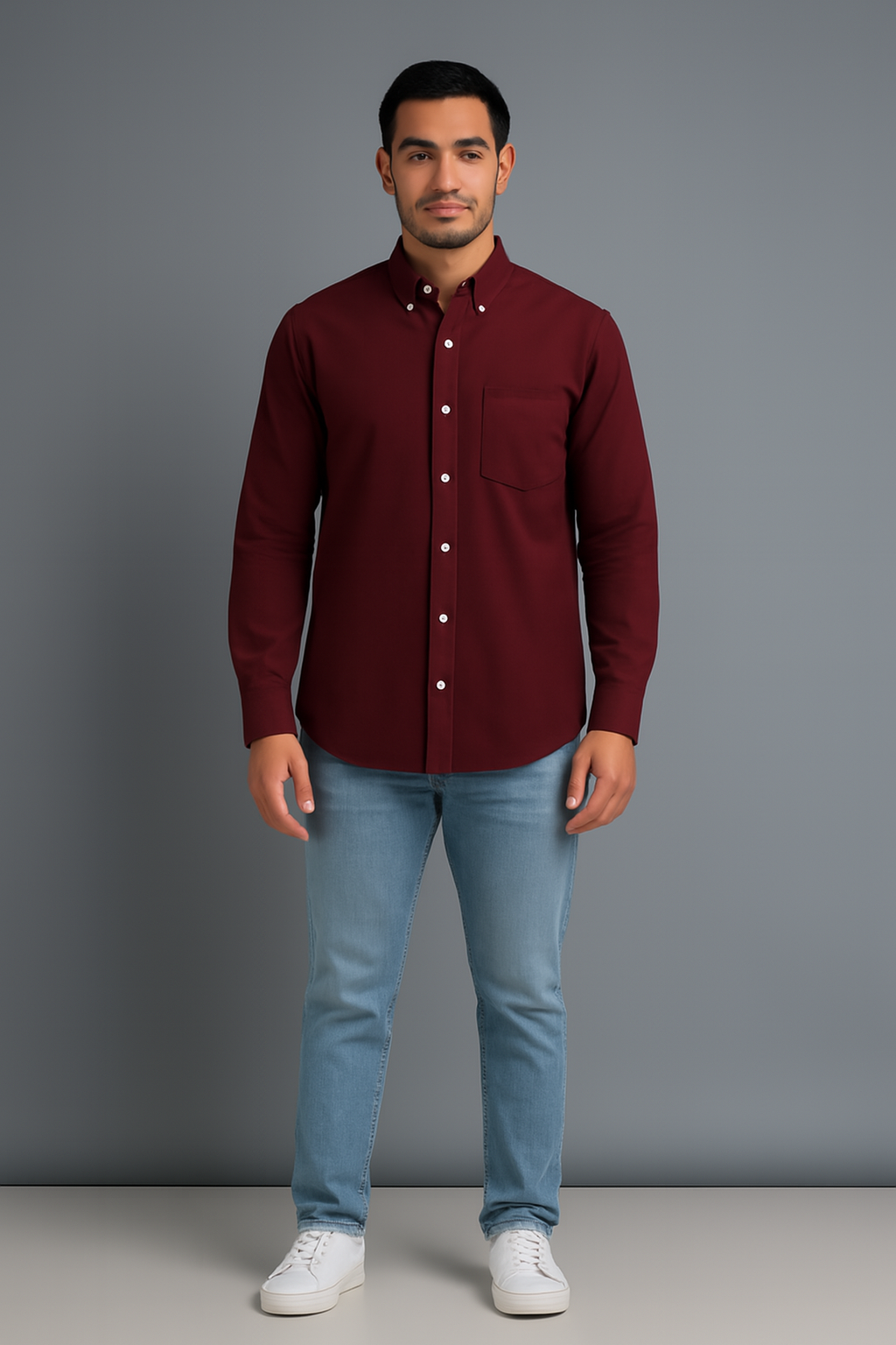 Maroon Regular Fit Solid Shirt