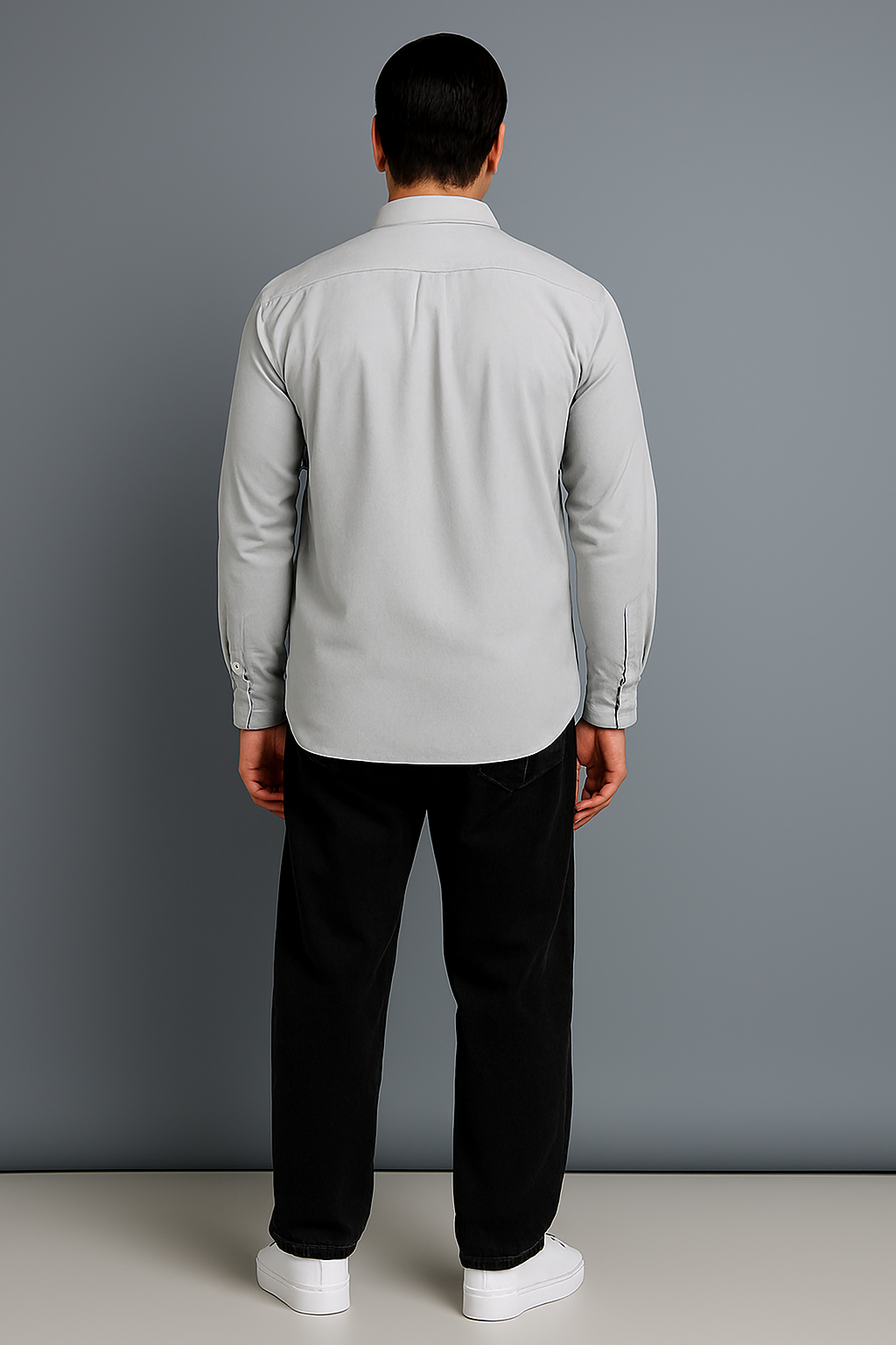 Light Grey Regular Fit Solid Shirt