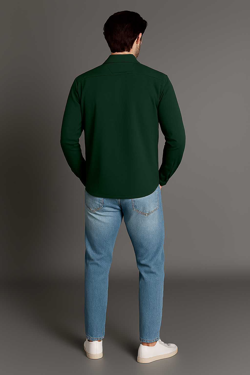 Bottle Green Regular Fit Solid Shirt