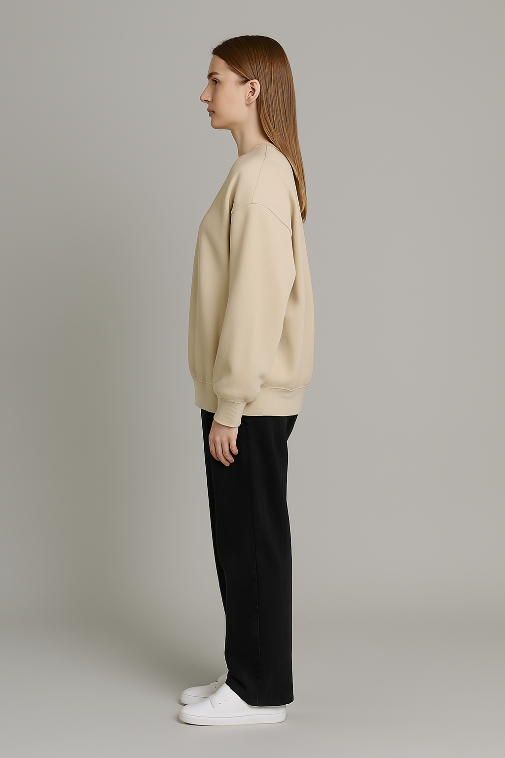 Beige Oversized Sweatshirt