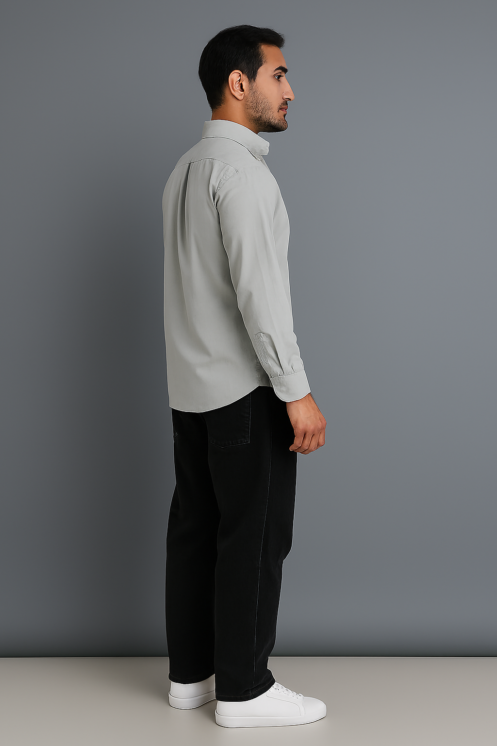 Light Grey Regular Fit Solid Shirt