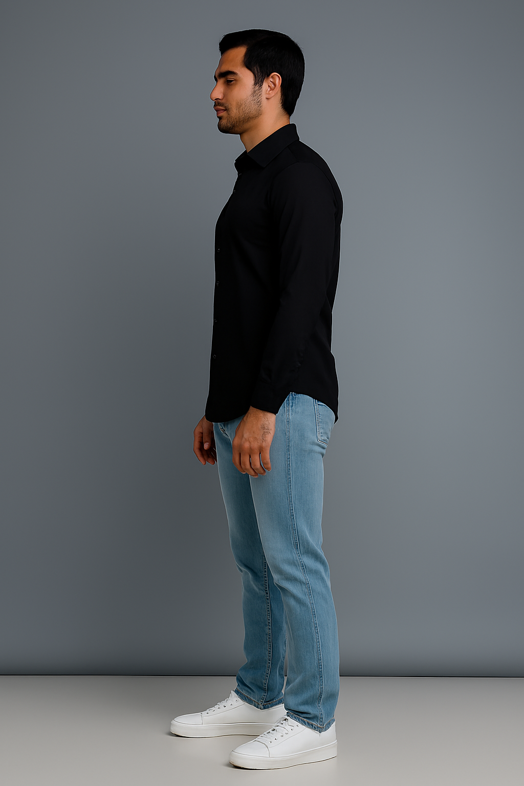 Black Graphic Regular Fit Solid Shirt