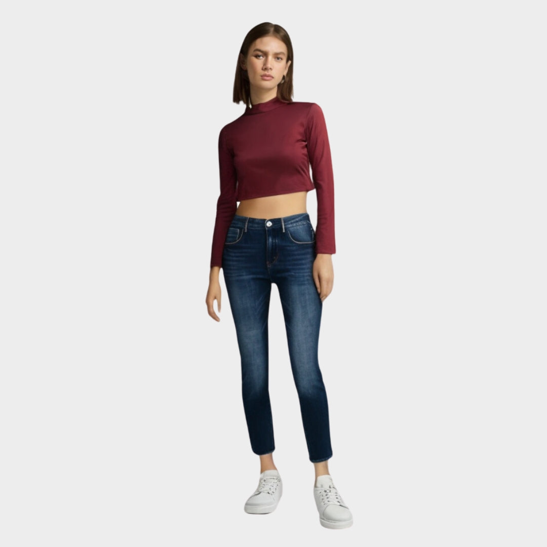 Maroon Fullsleeve Crop Top