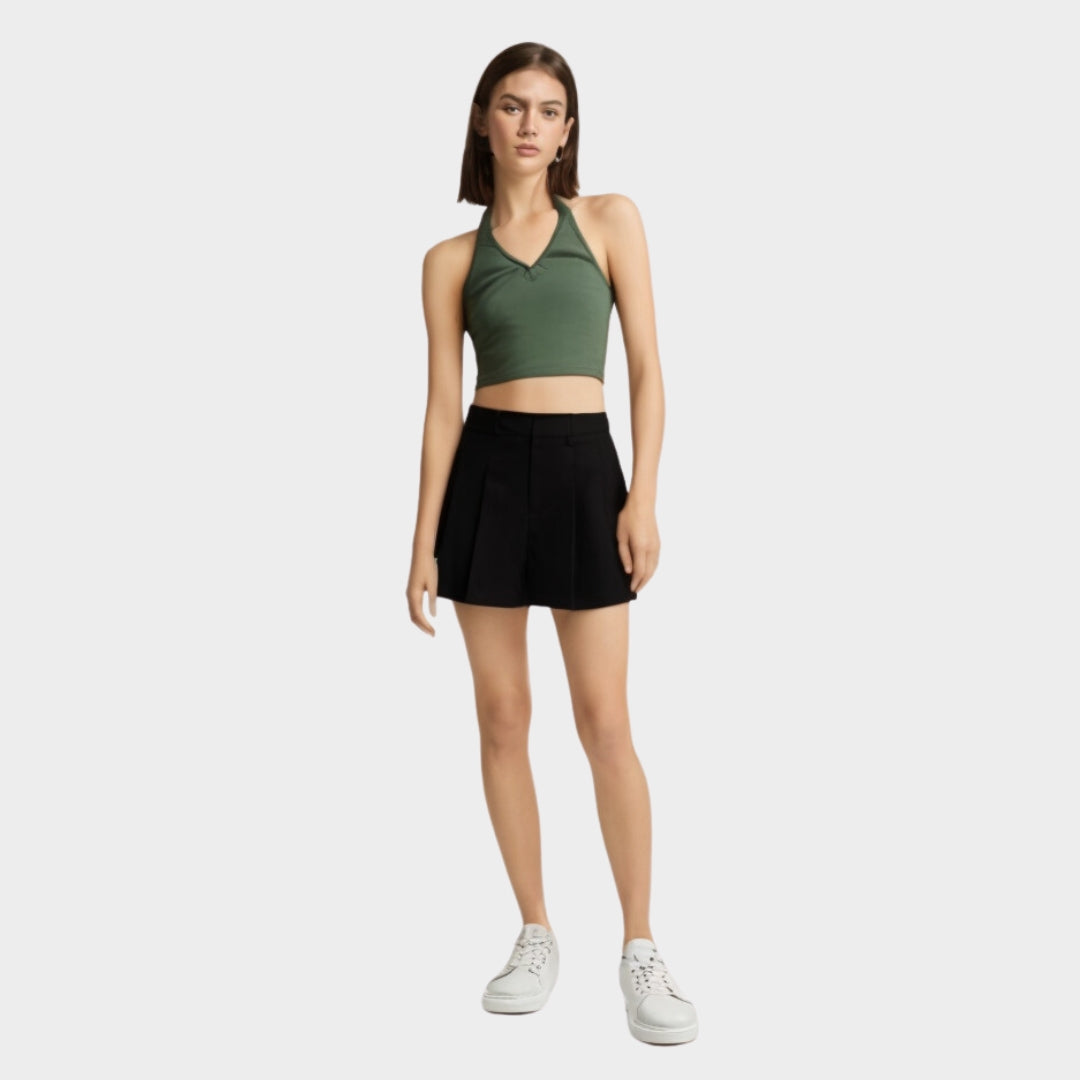 Green Sleeveless Crop Top