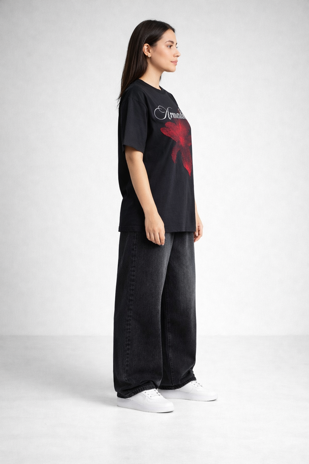 Graphic Printed Black Oversized Tshirt