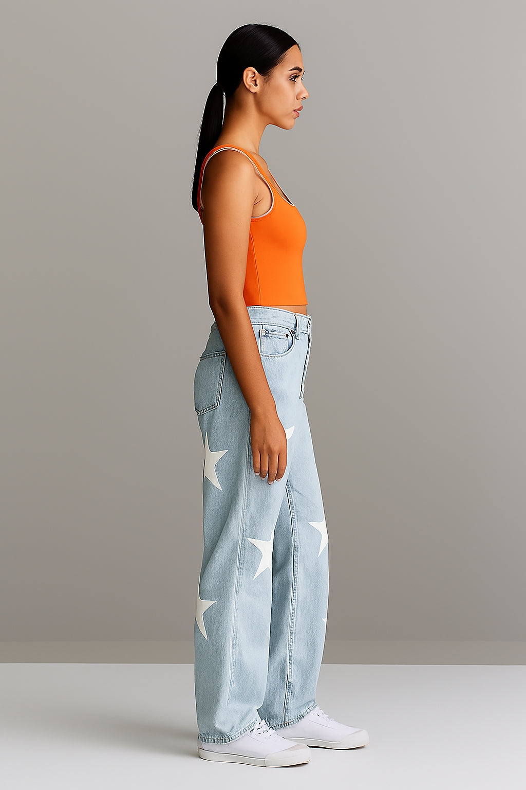 Printed Baggy Fit Jeans