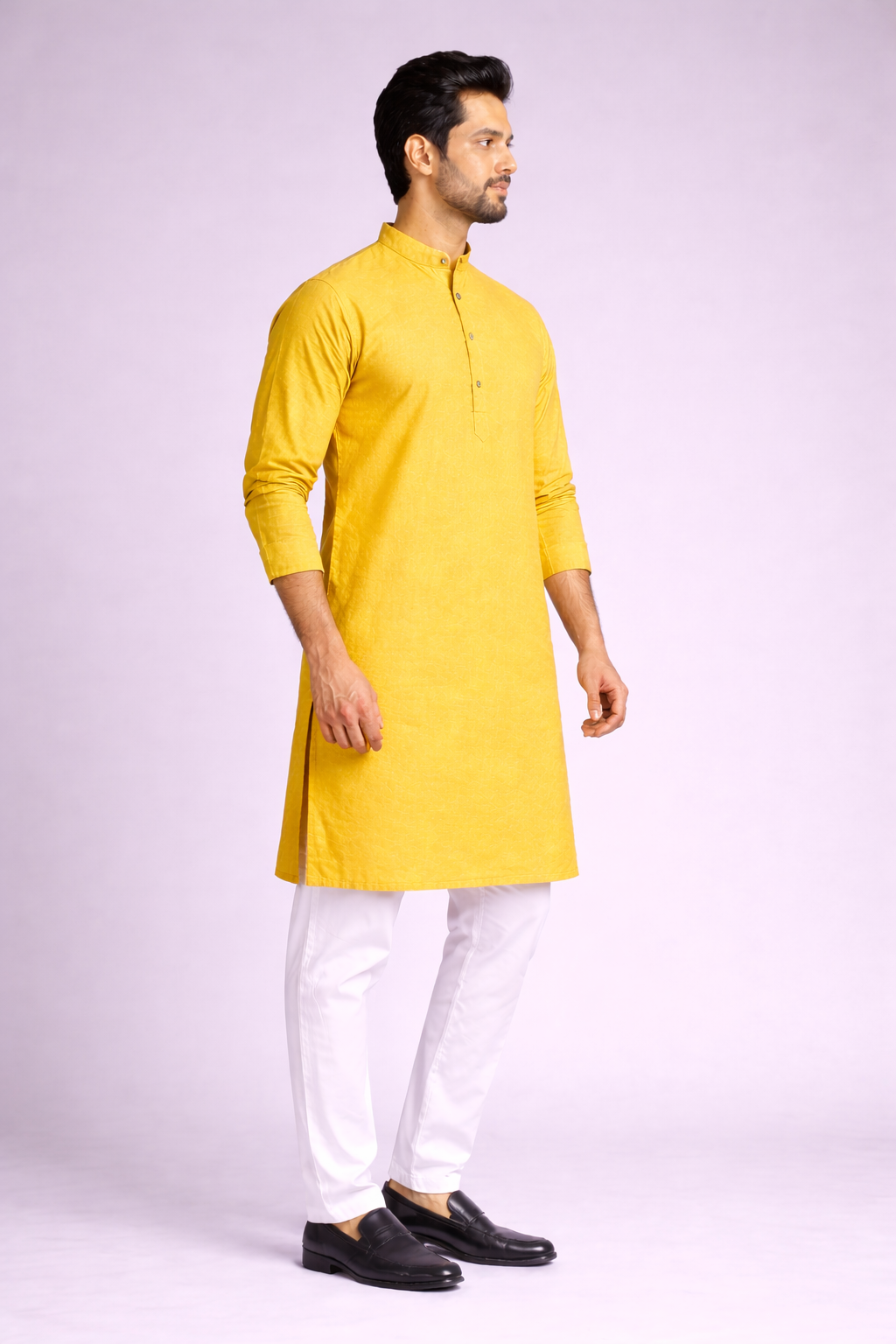 Solid Yellow Cotton Kurta