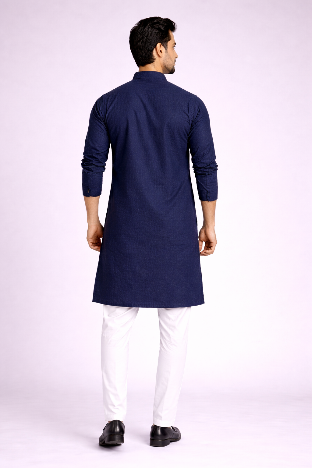 Solid Navy Blue Cotton Kurta